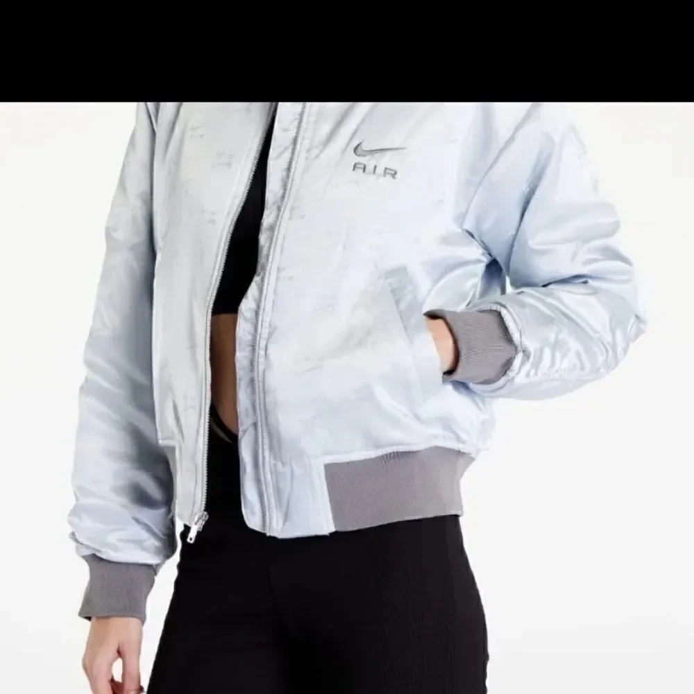 Nike Air Pure Platinum Bomber Jacket Womens- Small Satin Silver DV4372-043 $140